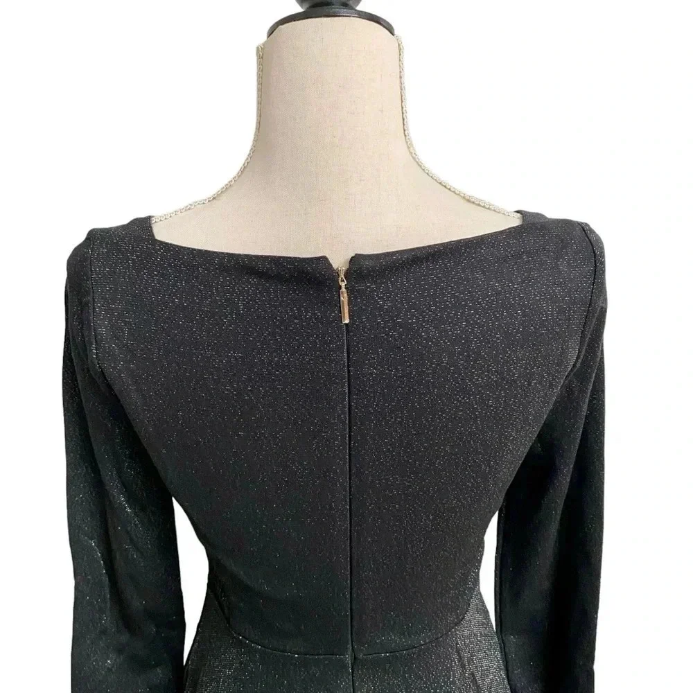 Kate Spade Sparkle Ponte Black Fit Flare Cocktail Dress Size 0